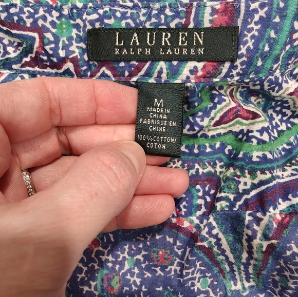 Lauren Ralph Lauren Paisley Top Size Medium. Blue Purple Green - Picture 5 of 8
